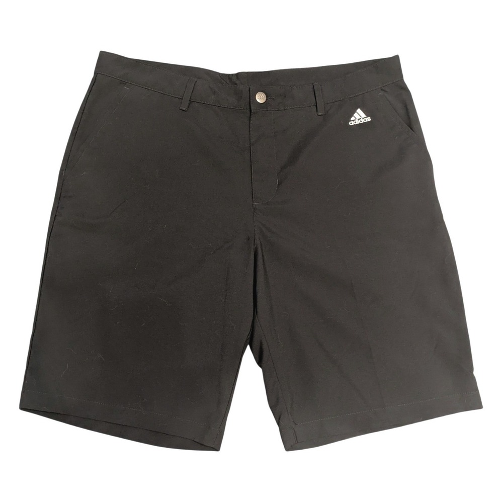 Adidas Mens Black Golf Shorts Size 38 Embroidered Logo 3-Stripe Performance
